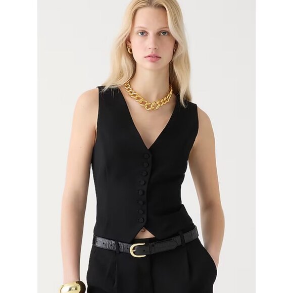 J. Crew Tops - J.Crew Womens $90 Slim-fit tuxedo vest in city crepe Black Size 18 BV833